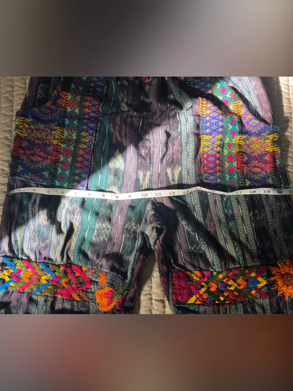 Boho Embroidered Stripe Jogger Pants - Multicolor